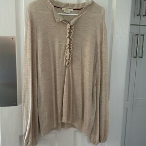 Boden thin cozy sweater with cutest front detail. Oatmeal heather. US 20-22.